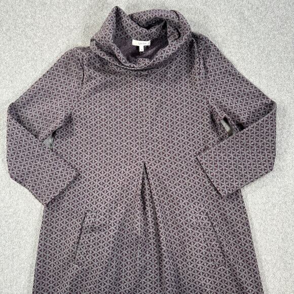Tyler Boe Cowl Neck Shift Dress Women's Small Purple Gray 3/4 Sleeve Pockets - Picture 2 of 8